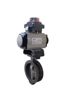 PFA kaplamalı ve PTFE kaplamalı tereyağılı van BFV Flanged Tip Wafer Kelebek Valflar Pneumatik On Off Valve