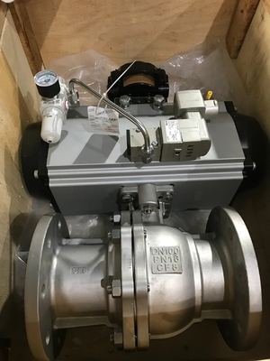 2 Way On Off Ball Valve Flange sonu Pnömatik Aktüatör ile