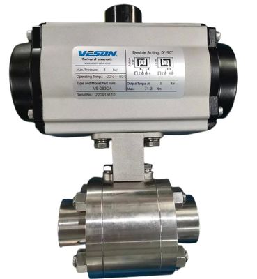 3 Piece Pneumatic Ball Valve with ASME Class 800 and ASME Class 1500 Forged Steel Floating Ball Valve