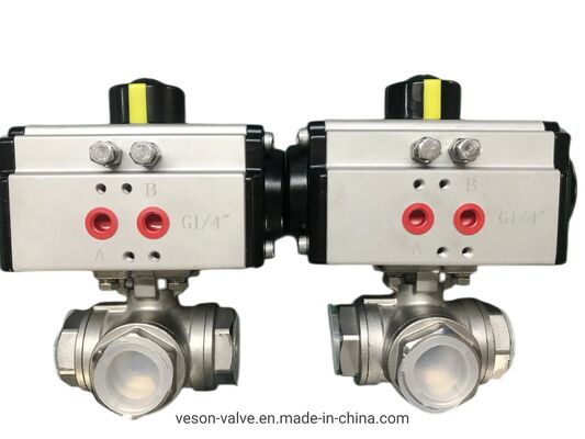 ISO5211 Standartlı Flanşlı Uçlu Paslanmaz Çelik 316 Tam Geçişli Pnömatik Küresel Vana