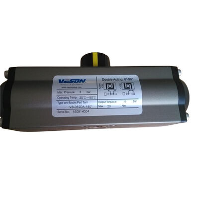 180 derece dönüşlü pnevmatik döner aktüatör çift eylemli sert anodizasyonlu alüminyum ISO5211 & DIN3337 standardı