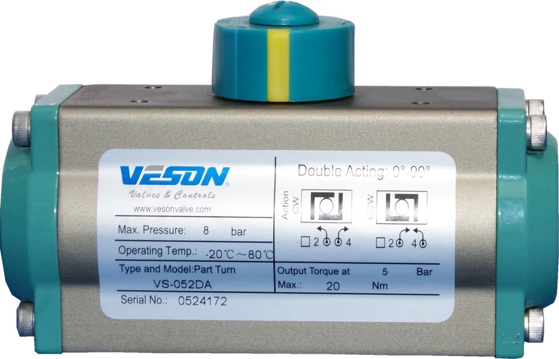 VESON Brand ISO5211 & DIN3337 Standard Pneumatic Actuator with Epoxy Coated End Cap and High Performance Springs